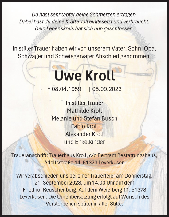 Anzeige von Uwe Kroll von Kölner Stadt-Anzeiger / Kölnische Rundschau / Express