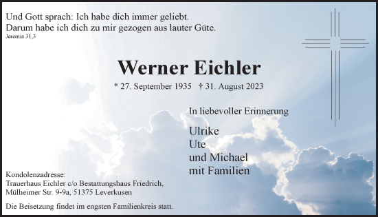 Anzeige von Werner Eichler von  Lokale Informationen 