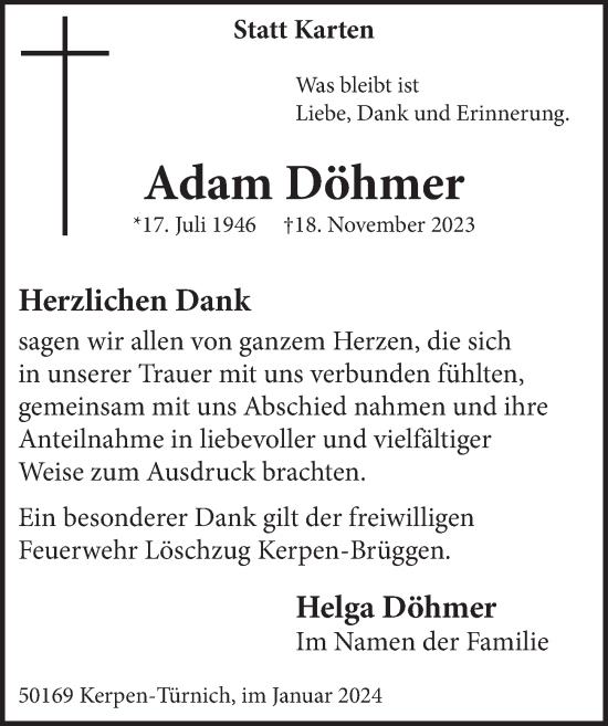 Anzeige von Adam Döhmer von  Werbepost 