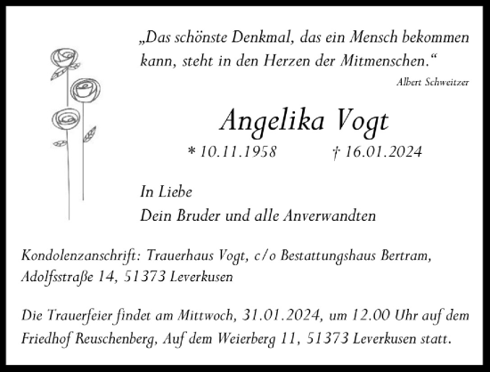 Anzeige von Angelika Vogt von  Lokale Informationen 