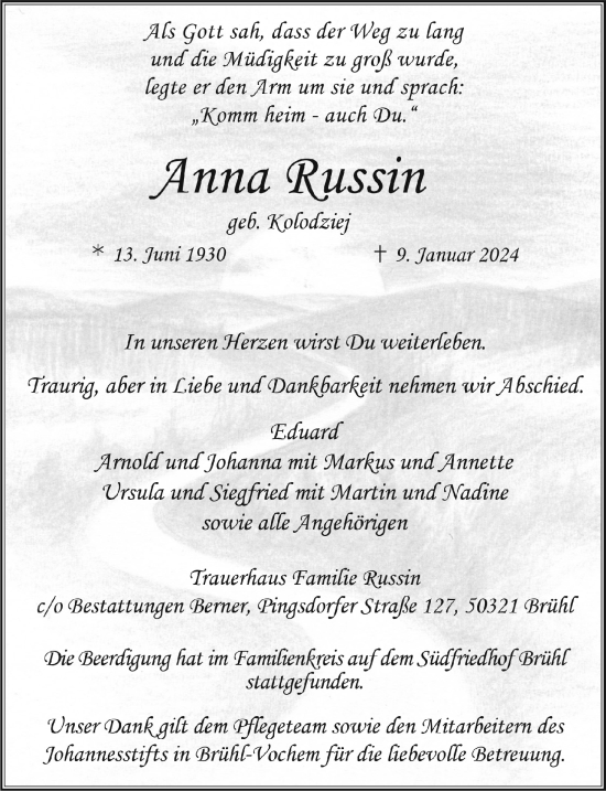 Anzeige von Anna Russin von  Schlossbote/Werbekurier 