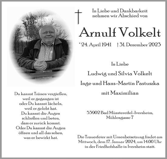 Anzeige von Arnulf Volkelt von  Blickpunkt Euskirchen 