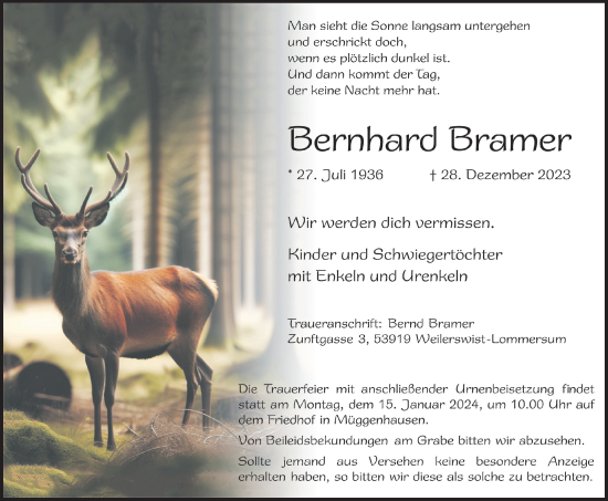 Anzeige von Bernhard Bramer von  Blickpunkt Euskirchen 