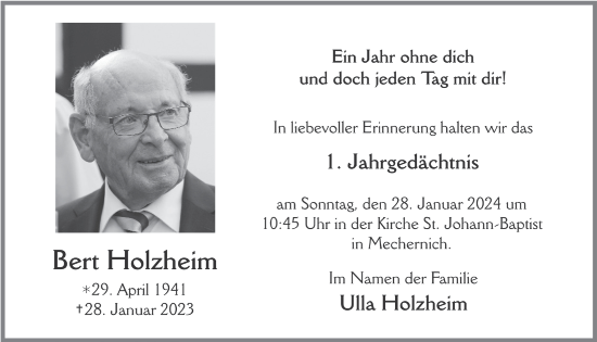 Anzeige von Bert Holzheim von  Blickpunkt Euskirchen 