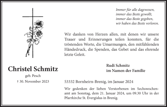 Anzeige von Christel Schmitz von  Schaufenster/Blickpunkt 