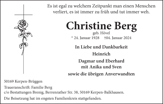 Anzeige von Christine Berg von  Werbepost 