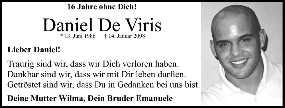  Traueranzeige für Daniel De Viris vom 18.07.2023 aus Kölner Stadt-Anzeiger / Kölnische Rundschau / Express