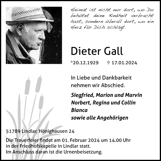 Anzeige von Dieter Gall von Kölner Stadt-Anzeiger / Kölnische Rundschau / Express