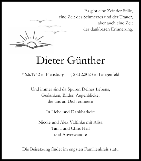 Anzeige von Dieter Günther von Kölner Stadt-Anzeiger / Kölnische Rundschau / Express