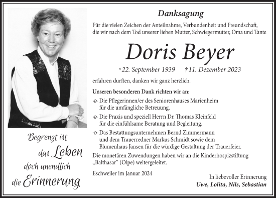 Anzeige von Doris Beyer von  Blickpunkt Euskirchen 