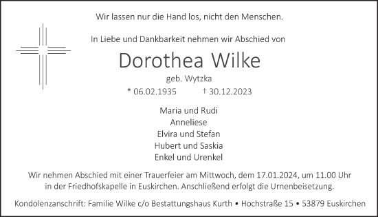 Anzeige von Dorothea Wilke von  Blickpunkt Euskirchen 