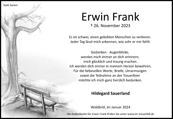 Anzeige von Erwin Frank von Kölner Stadt-Anzeiger / Kölnische Rundschau / Express