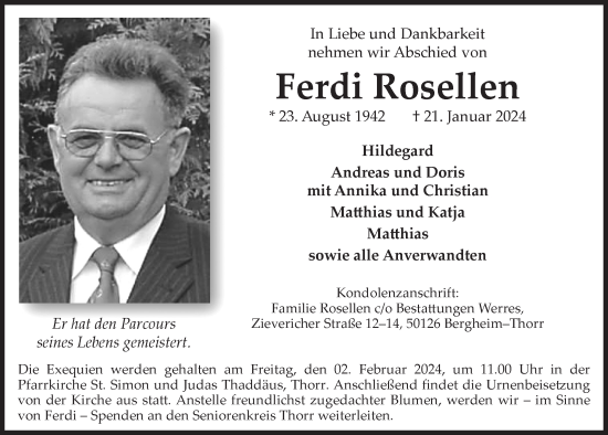 Anzeige von Ferdi Rosellen von  Werbepost 