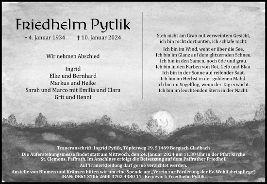 Anzeige von Friedhelm Pytlik von Kölner Stadt-Anzeiger / Kölnische Rundschau / Express