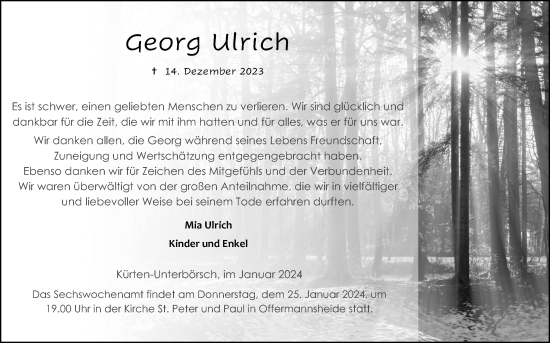 Anzeige von Georg Ulrich von Kölner Stadt-Anzeiger / Kölnische Rundschau / Express