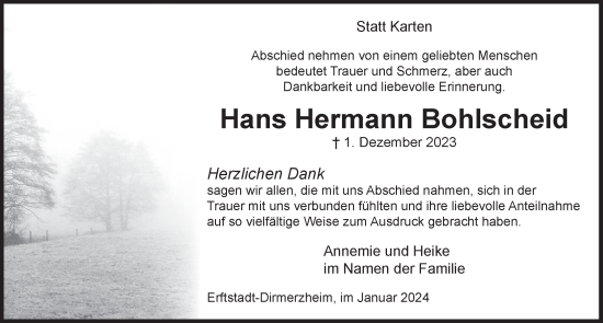 Anzeige von Hans Hermann Bohlscheid von  Werbepost 