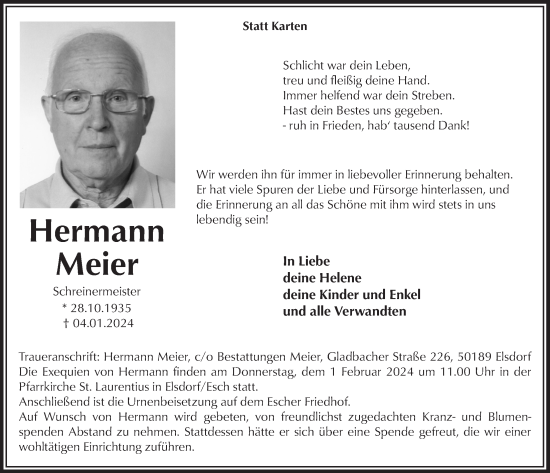 Anzeige von Hermann Meier von  Werbepost 