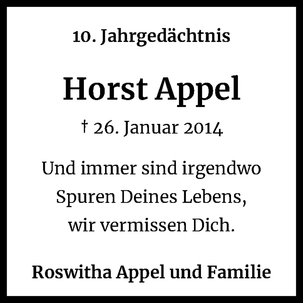  Traueranzeige für Horst Appel vom 18.07.2023 aus Kölner Stadt-Anzeiger / Kölnische Rundschau / Express
