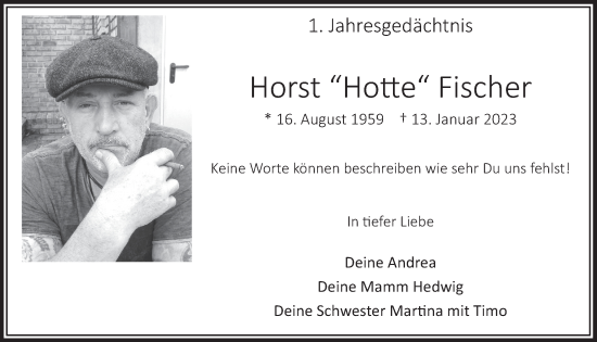 Anzeige von Horst Fischer von  Werbepost 