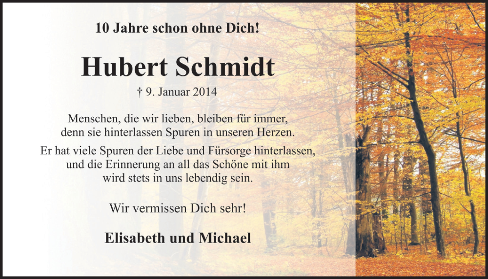  Traueranzeige für Hubert Schmidt vom 18.07.2023 aus  Blickpunkt Euskirchen 