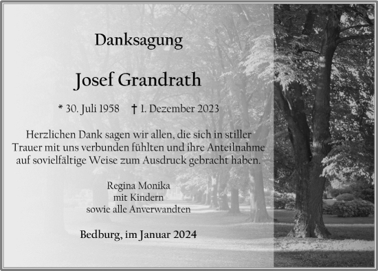 Anzeige von Josef Grandrath von  Werbepost 
