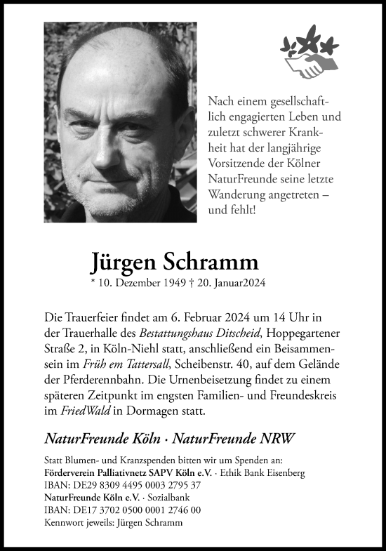 Anzeige von Jürgen Schramm von Kölner Stadt-Anzeiger / Kölnische Rundschau / Express