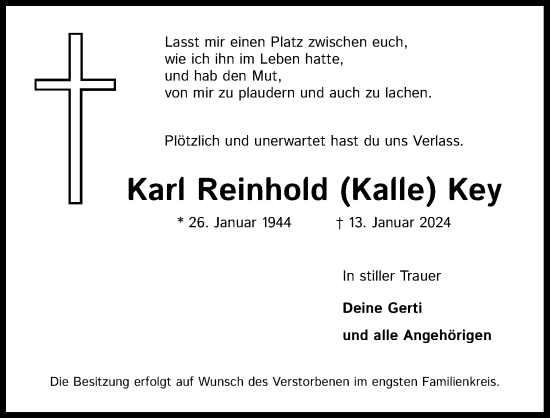 Anzeige von Karl Reinhold von Kölner Stadt-Anzeiger / Kölnische Rundschau / Express