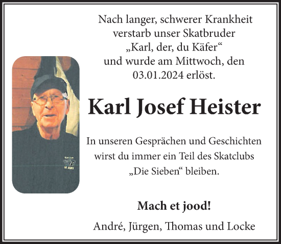 Anzeige von Karl Josef Heister von  Blickpunkt Euskirchen 