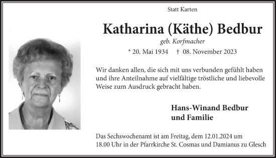 Anzeige von Katharina Bedbur von  Werbepost 