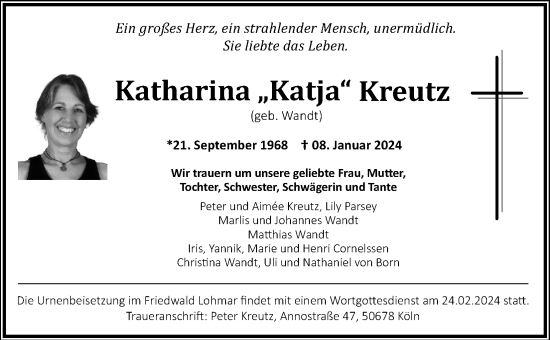 Anzeige von Katharina Kreutz von Kölner Stadt-Anzeiger / Kölnische Rundschau / Express