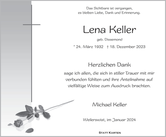 Anzeige von Lene Keller von  Blickpunkt Euskirchen 