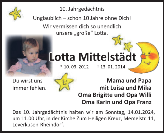 Anzeige von Lotta Mittelstädt von  Lokale Informationen 