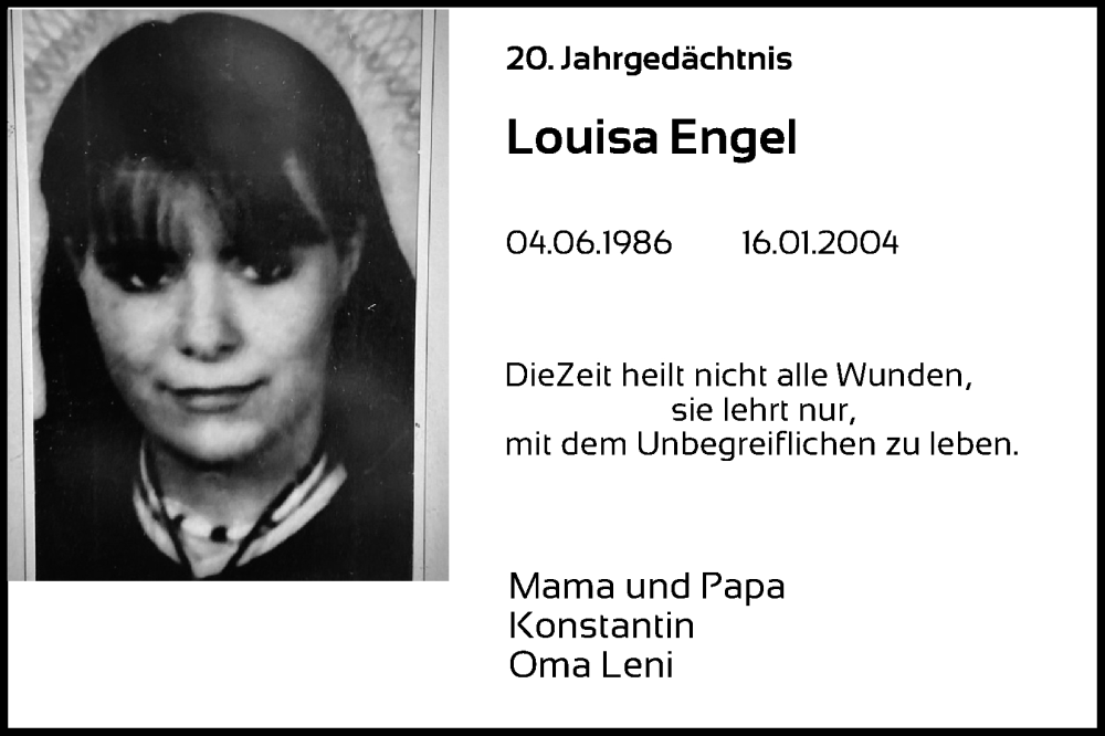  Traueranzeige für Louisa Engel vom 20.01.2024 aus Kölner Stadt-Anzeiger / Kölnische Rundschau / Express
