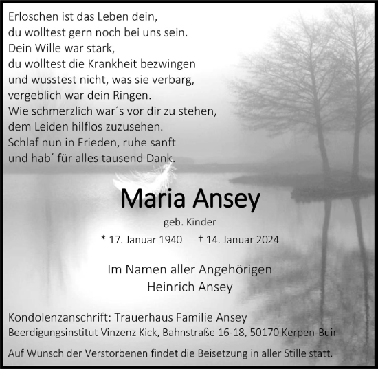 Anzeige von Maria Ansey von  Werbepost 