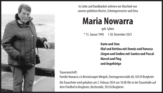 Anzeige von Maria Nowarra von  Werbepost 