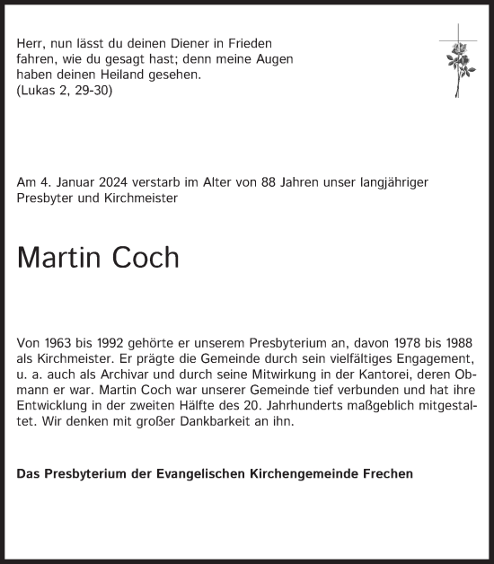 Anzeige von Martin Coch von Kölner Stadt-Anzeiger / Kölnische Rundschau / Express