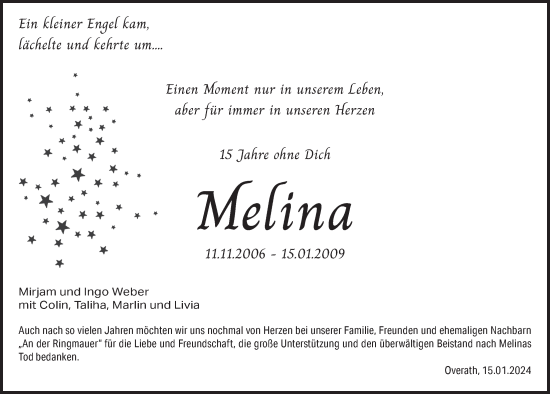 Anzeige von Melina  von  Bergisches Handelsblatt 