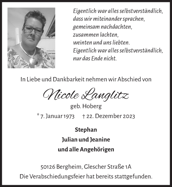 Anzeige von Nicole Langlitz von  Werbepost 