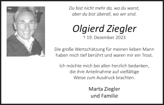Anzeige von Olgierd Ziegler von  Werbepost 