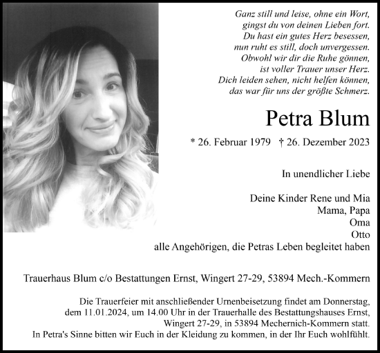 Anzeige von Petra Blum von  Blickpunkt Euskirchen 