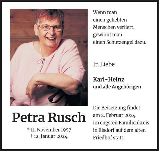 Anzeige von Petra Rusch von Kölner Stadt-Anzeiger / Kölnische Rundschau / Express