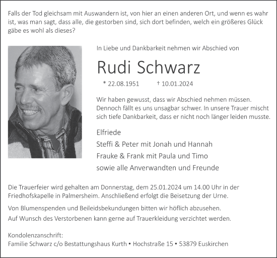 Anzeige von Rudi Schwarz von  Blickpunkt Euskirchen 