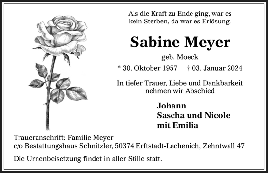 Anzeige von Sabine Meyer von  Werbepost 