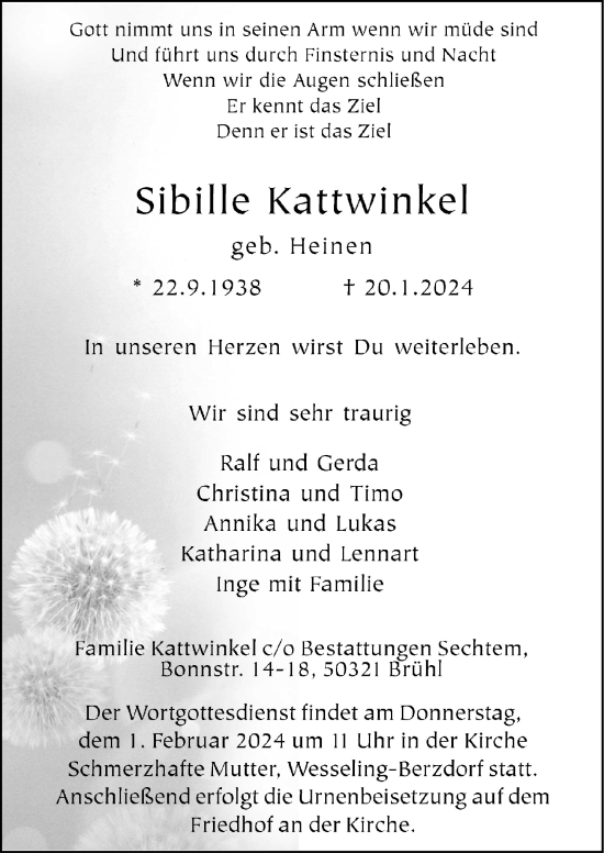 Anzeige von Sibille Kattwinkel von  Schlossbote/Werbekurier 
