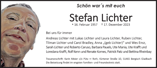 Anzeige von Stefan Lichter von Kölner Stadt-Anzeiger / Kölnische Rundschau / Express