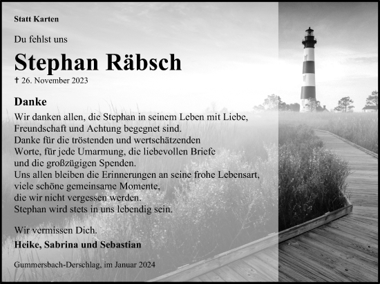 Anzeige von Stephan Räbsch von Kölner Stadt-Anzeiger / Kölnische Rundschau / Express