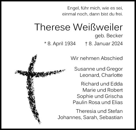 Anzeige von Therese Weißweiler von Kölner Stadt-Anzeiger / Kölnische Rundschau / Express