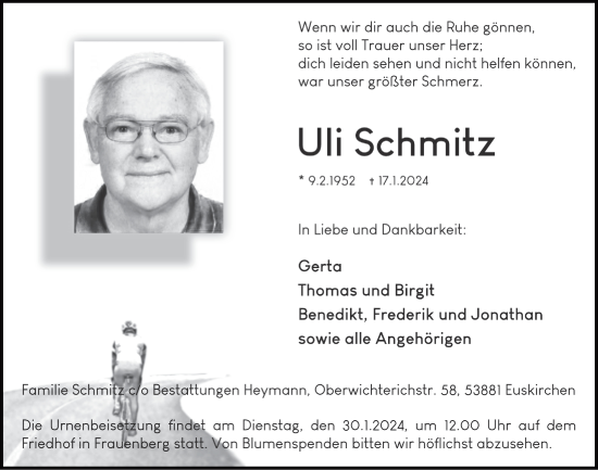 Anzeige von Uli Schmitz von  Blickpunkt Euskirchen 