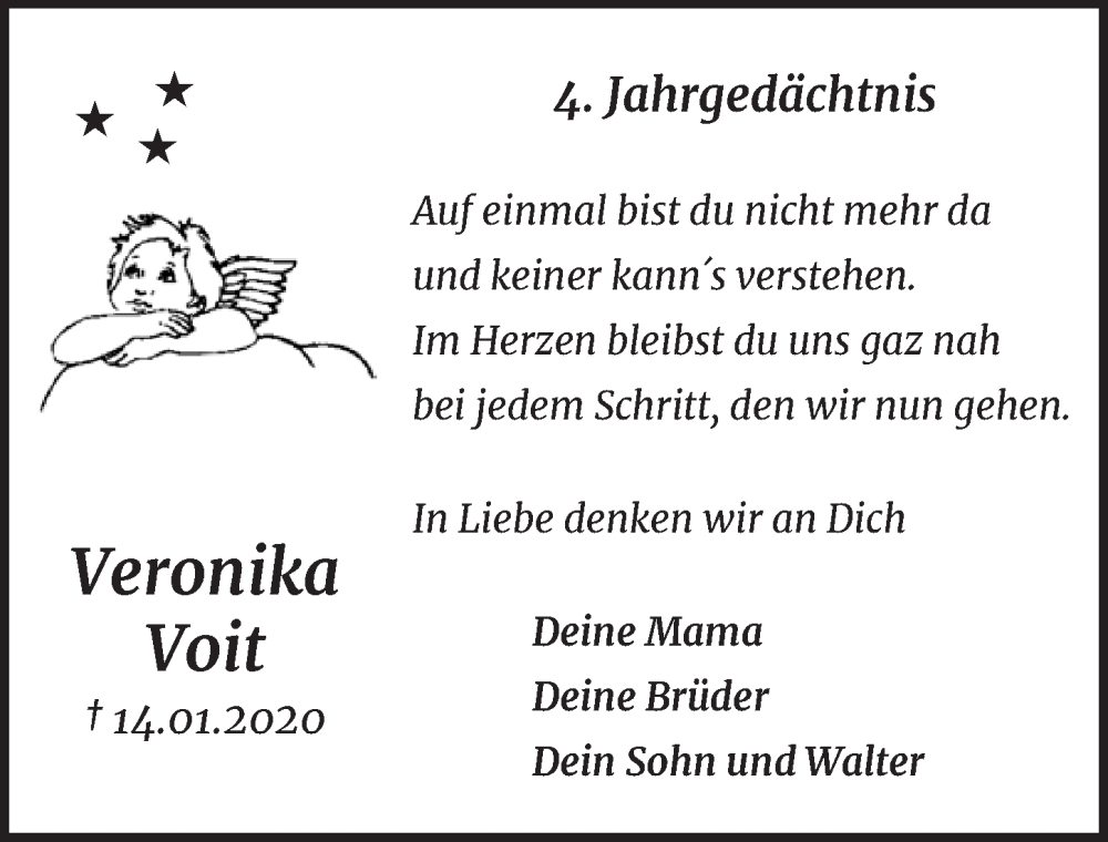  Traueranzeige für Veronika Voit vom 18.07.2023 aus  EXPRESS - Die Woche 