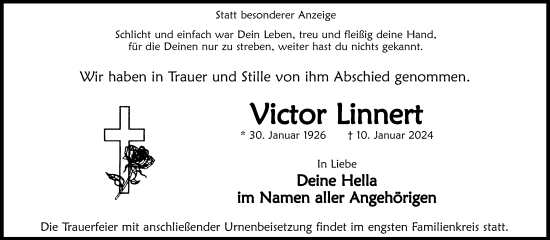 Anzeige von Victor Linnert von Kölner Stadt-Anzeiger / Kölnische Rundschau / Express